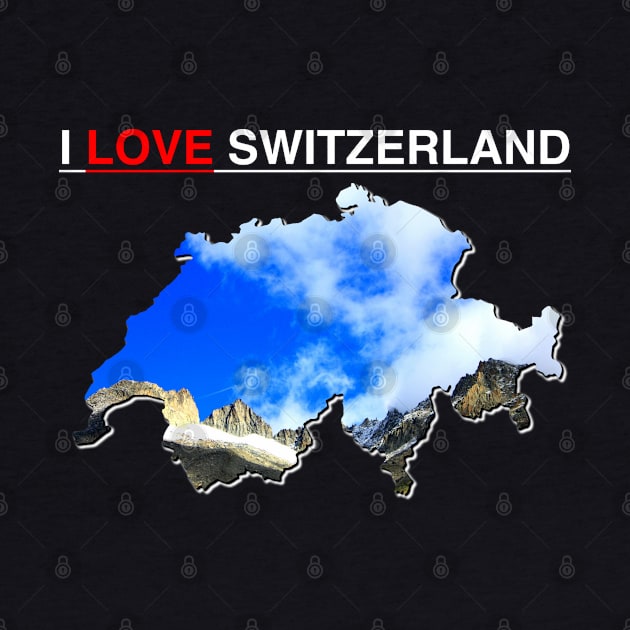 I Love Switzerland Map Mountains over Rhone Glacier by PathblazerStudios